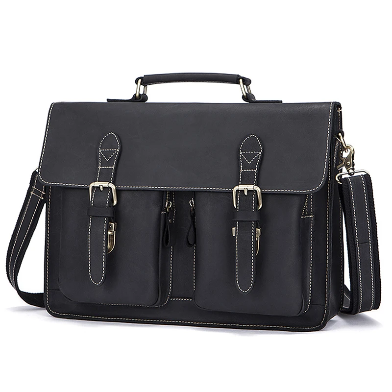 Luufan Genuine Leather British Style Business Briefcase Men Messenger Bag Shoulder Bag Fashion Crossbody Bags Male Shoulder Bag