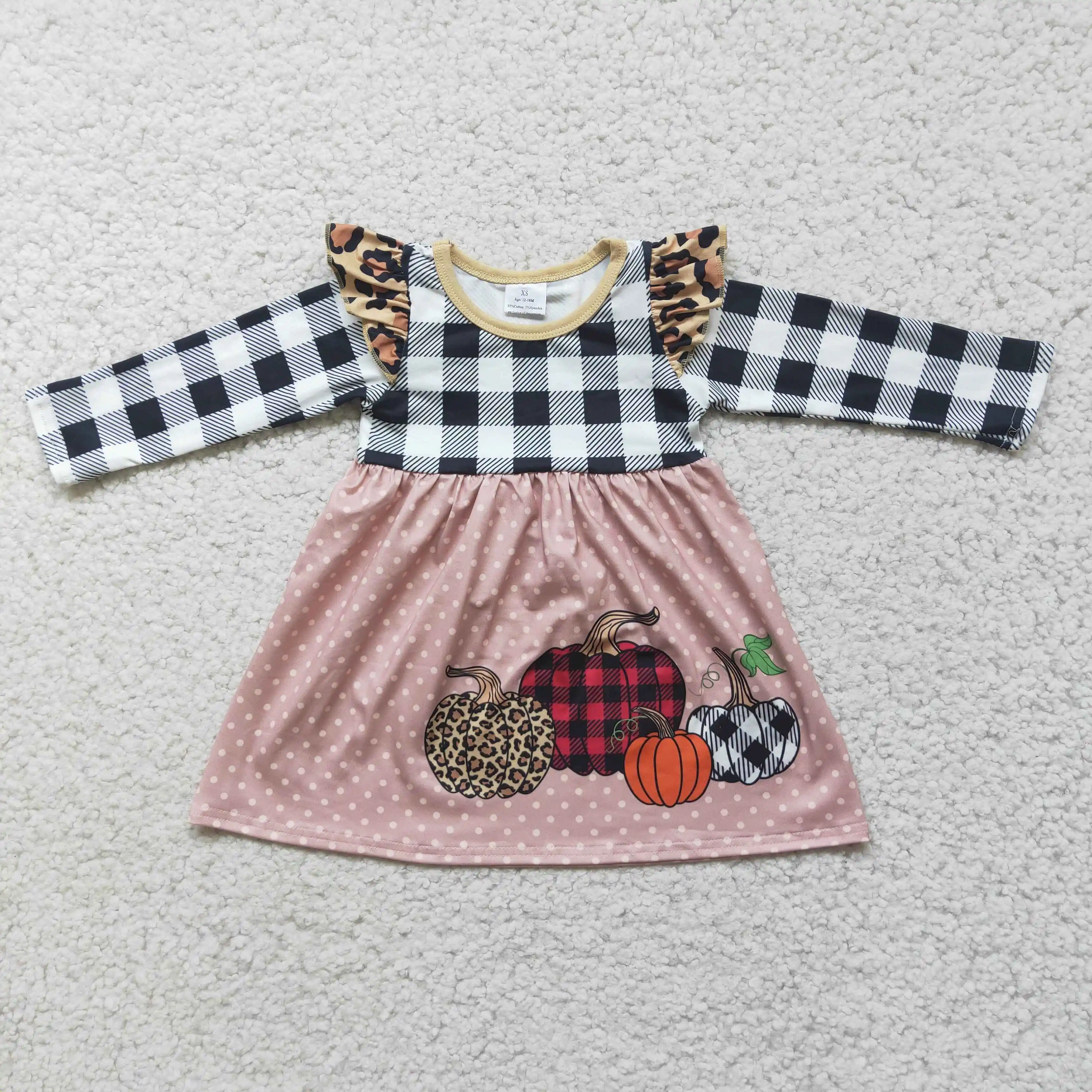 

2021 RTS Boutique princess dress pumpkin girls dresses fashion design plaid dress children baby girl dress