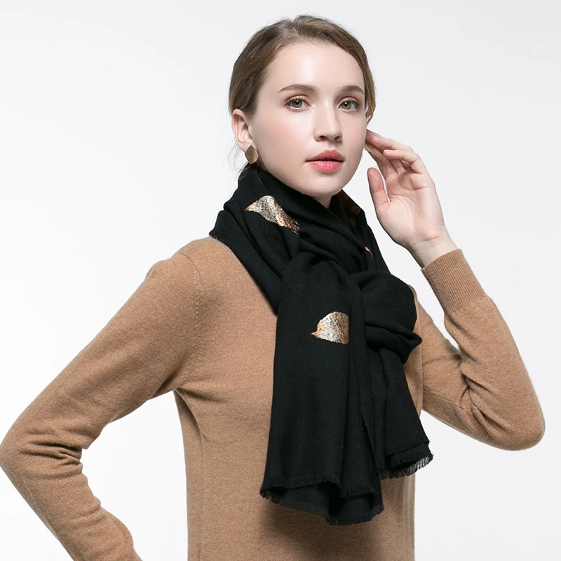 Женские 100% шерсть шарфы вышитые шали и обертывания для свадьбы дамы праздничный