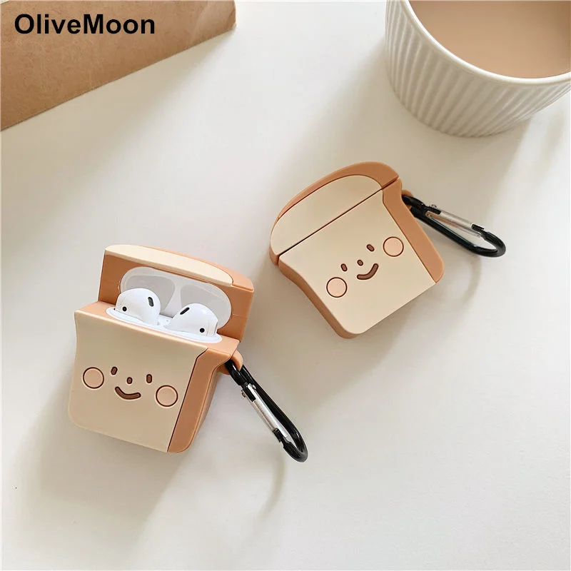 3D чехол для наушников с изображением тостов и хлеба Airpods 1 2 Чехол Силиконовый