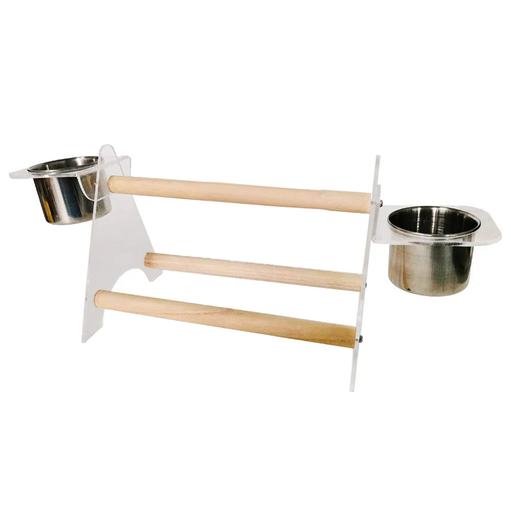 Деревянная птица Попугай Игрушка попугай штатив с чашкой для кормления окунь