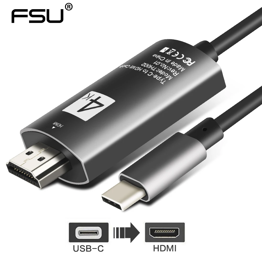 USB 3,1 type-c к HDMI кабель Поддержка 4k 1080p адаптер для samsung Galaxy S/S8/S8+/Note8 huawei Mate20 Macbook // pro - Цвет: Черный