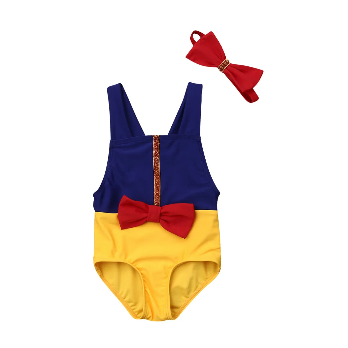 2019 Цельный купальник с бантом для маленьких девочек комплект бикини купальный