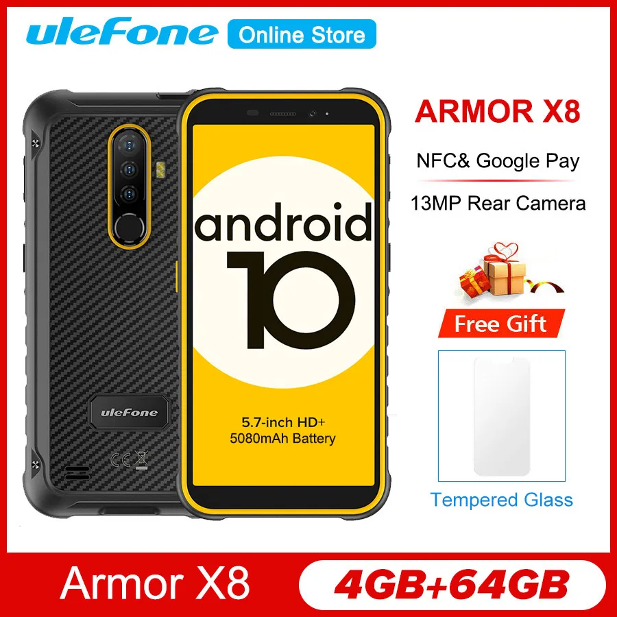 Ulefone Power X8 5 7 &quot&quot HD + прочный Водонепроницаемый смартфон MT6762V Android10 4 Гб 64 ip68 Octa Core
