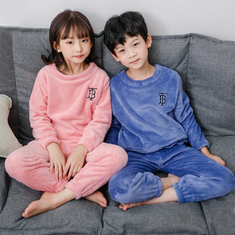 

Autumn Winter Children Pajamas Set Winter Plush Warm Kids Pajamas For Boys Girls Sleepwear Homewear