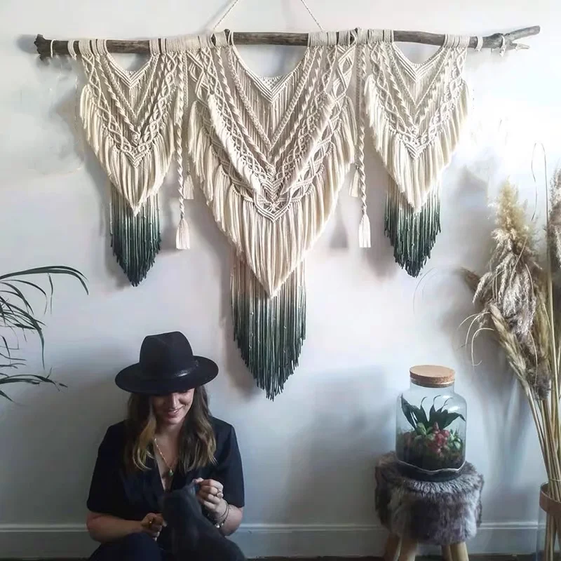 

Nordic Hand Woven Tassel Decorative Dyeing Tapestry Farmhouse Living Room Sofa Wall Home Decoration Room Decor Aesthetic