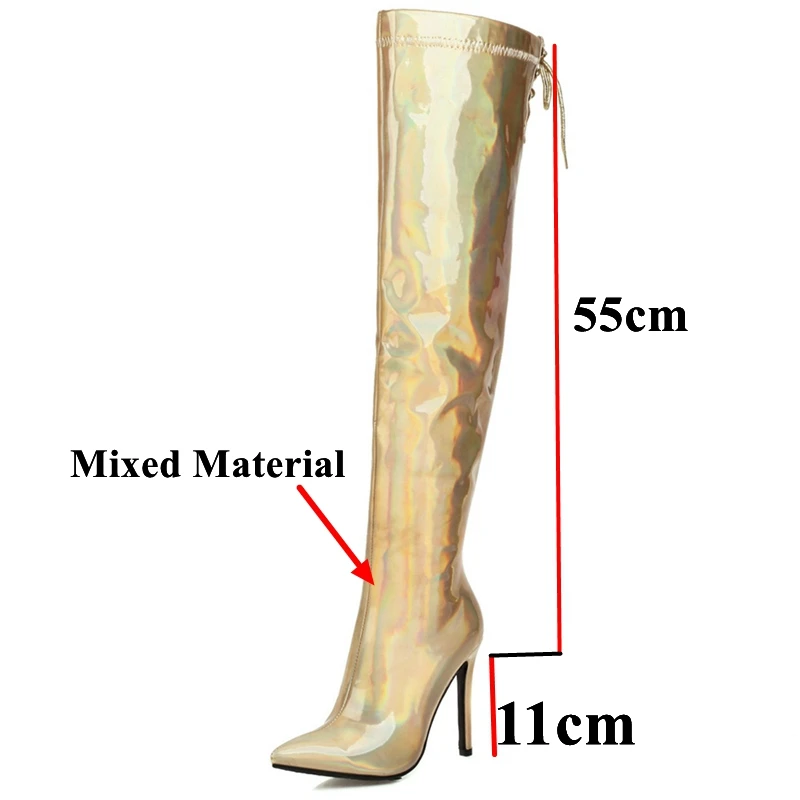 

autuspin Winter Warm Plush Boots Women Party Night Club High Heel Pumps 2020 Fashion Sexy Gradient Leather Over The Knee Boots