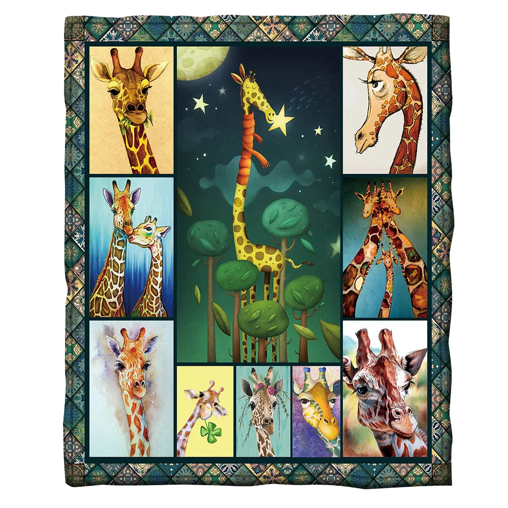 ONGLYP мультфильм одеяло с жирафом из мягкого плюша Фланелевое покрывало на диван