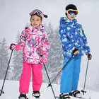 Куртка и штаны для мальчиков и девочек, для катания на лыжах и сноуборде, теплые, водонепроницаемые, для мороза до-30 градусов