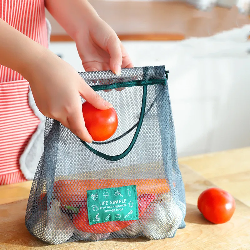 

Fashion Hanging Vegetable Shopping Bag Intensive Mesh Fruit Storage Bag Kitchen Hanging Wall Bag Breathable Mesh Shopping Bags