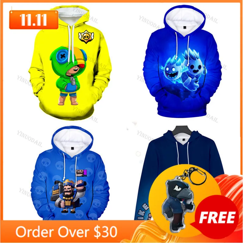 

Leon Children's Wear Kids Hoodies Shooting Star, Game 3d Brawings Boys Girls Harajuku Sweatshirt Long Sleeve Tops Teen Clothes