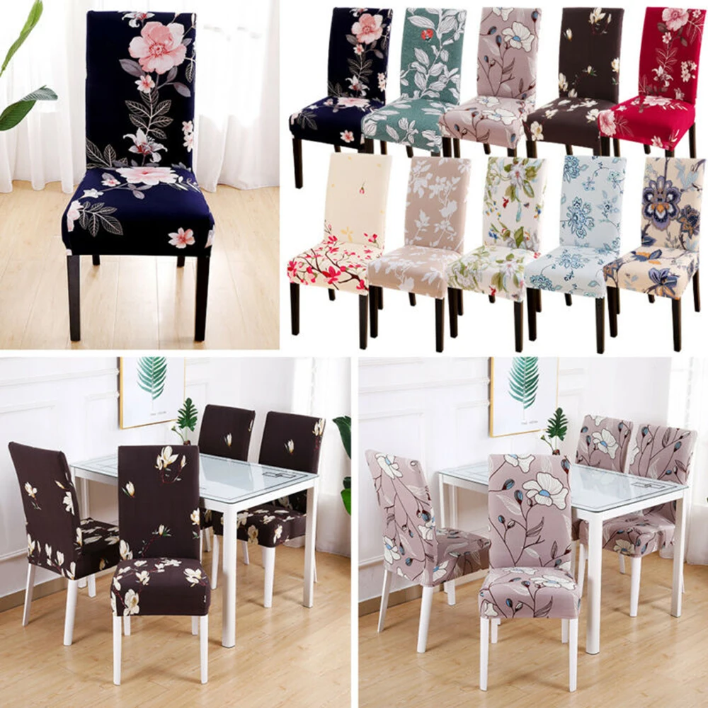 

Dining Chair Cover Floral Printed Slipcover Seat Cover Home/Wedding/ Party Decor