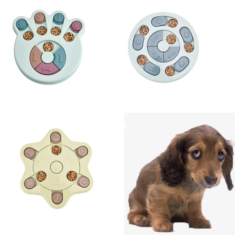 

Dog Puzzle Toys Increase IQ Interactive Slow Dispensing Feeding Training Games Feeder For Small Medium Dog Puppy Turntable Bowl