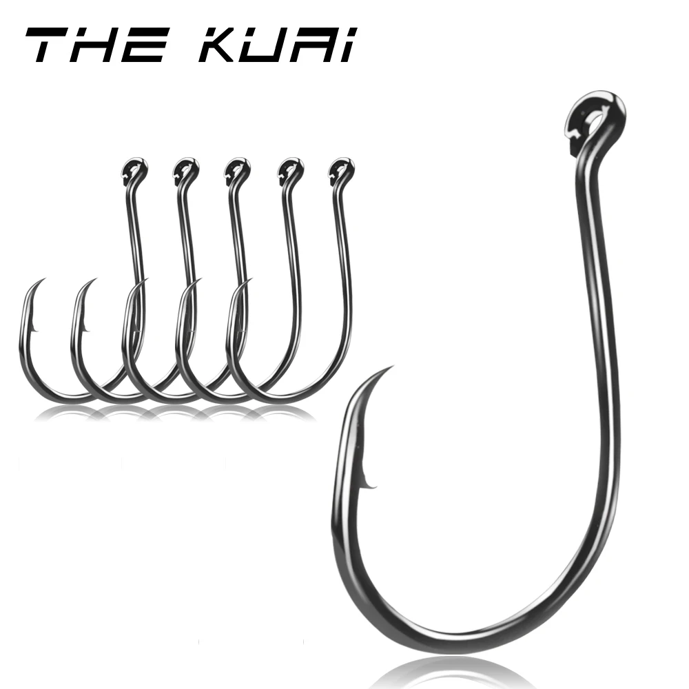 

Thekuai 50pcs/lot Fishing Hooks Stainless Steel Carbon Chemically Sharpened Octopus Circle Hook Fishing Tackle Black nickel