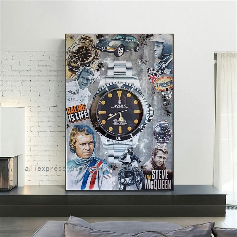 Роскошные часы поп-плакат на стену гонки жизнь печать холсте абстрактная картина