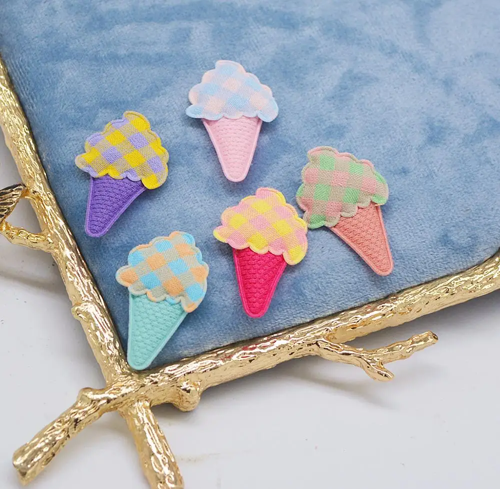 

40pcs/Lot 3.8*2.3cm sweet ice-cream Patches for Clothing Iron on Clothes Appliques Badge Fabric Sticker Apparel Accessories