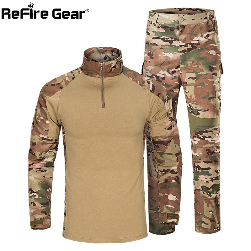 Мужская камуфляжная тактическая форма ReFire Gear комплект с длинным рукавом|Мужские