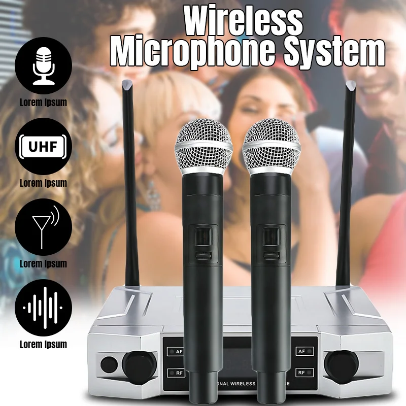 Профессиональный UHF беспроводной караоке микрофон системы ЖК-дисплей с двойной ручной микрофон для вечерние KTV