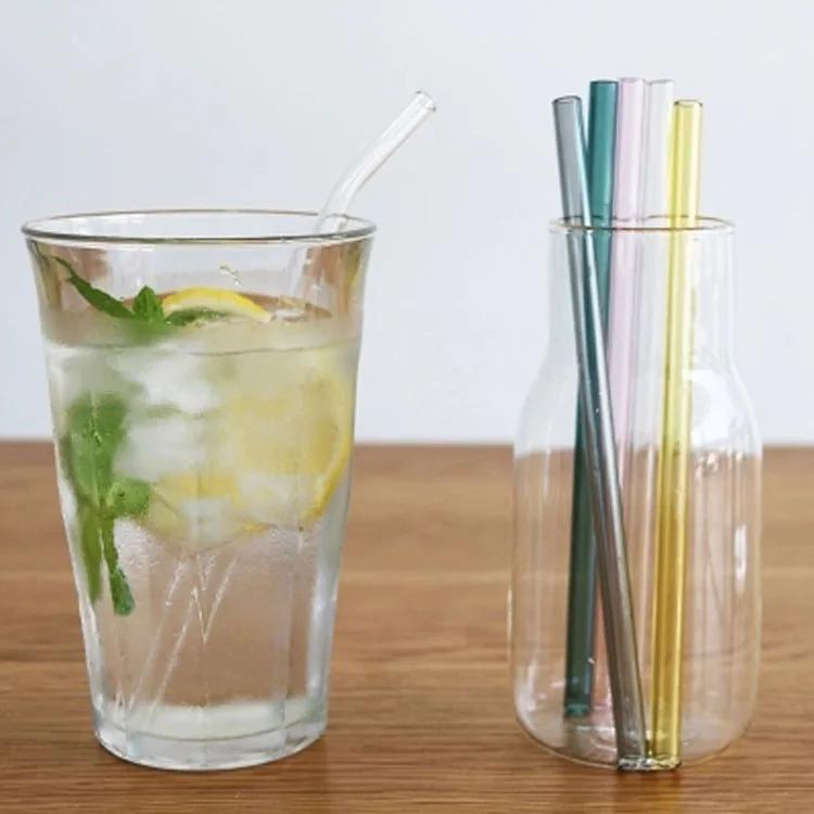 5 шт./лот креативно окрашенная прозрачная стеклянная соломка термостойкая