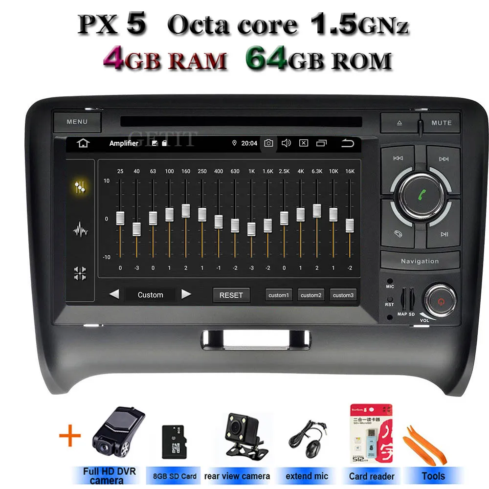 Android 9,0 2 DIN автомобильный DVD gps для Audi TT MK2 8J 2006 2007 2008 2009 2010 2011 2012 мультимедийный плеер радио - Цвет: PX5-Cams