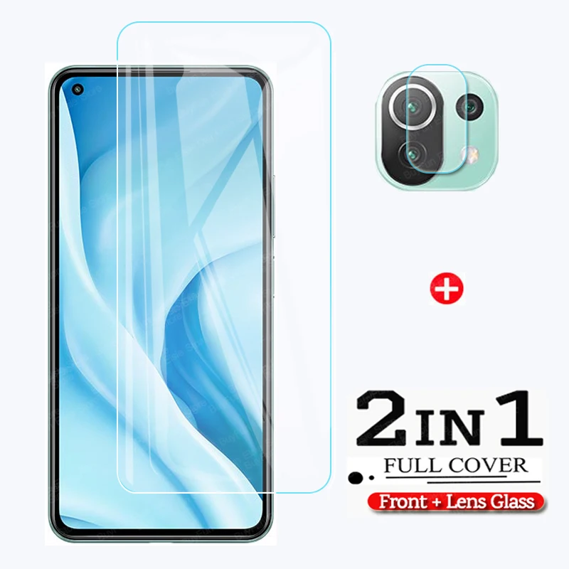 

Закаленное стекло 2 в 1 для Xiaomi 11 Lite 5G, защита экрана и пленка для объектива камеры Mi 11i 11 lite, легкое защитное стекло