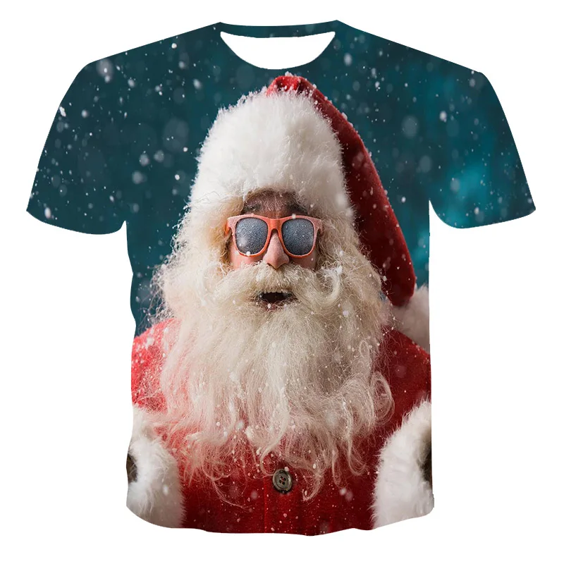 

New 3D cartoon T-shirt latest fashion print short-sleeved unisex T-shirt Christmas Eve 3D T-shirt Christmas Eve children's top