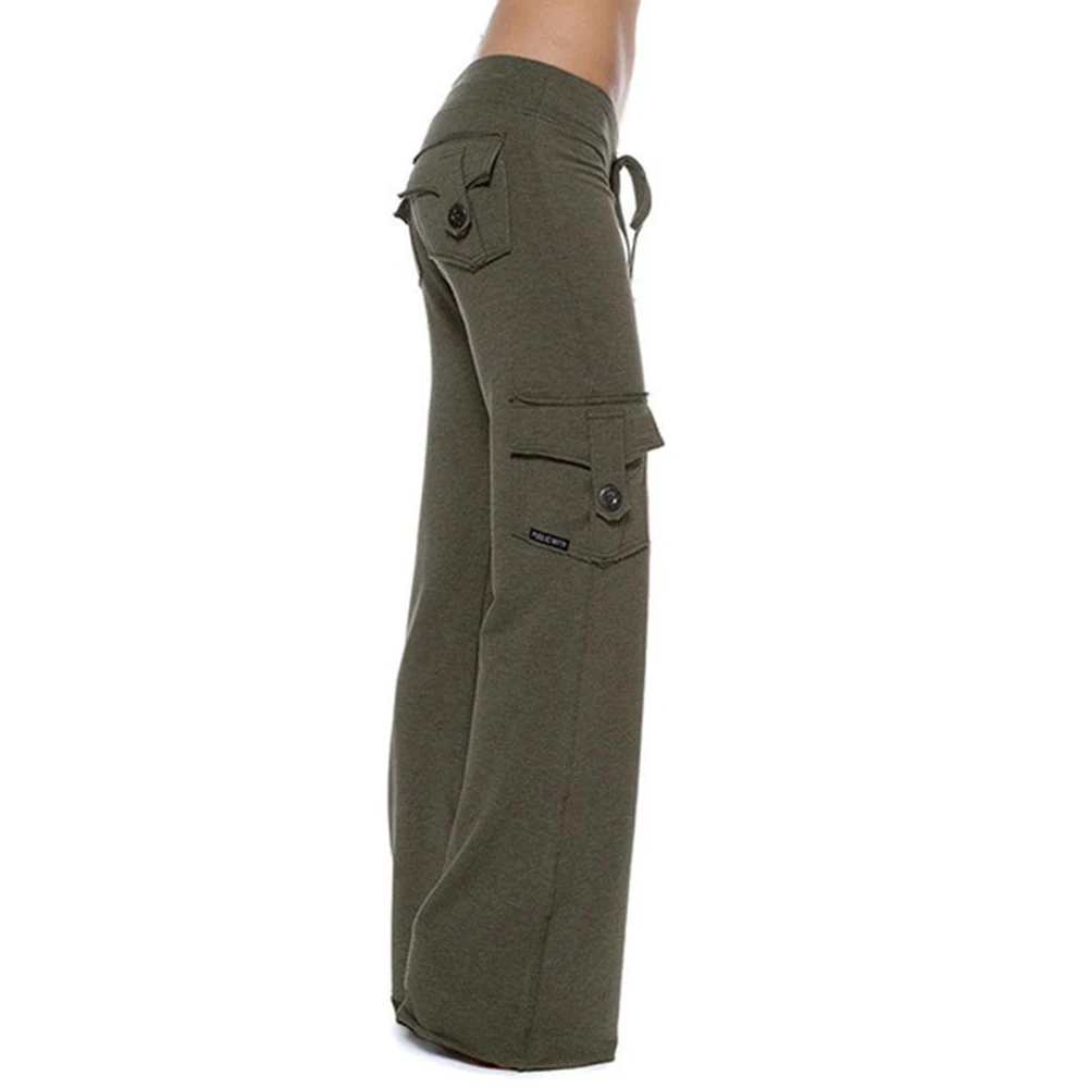 

NEW Spring Summer Fashion Long Pants Women Casual Daily Drawstring Cargo Pants Soild Color Side Pocket Trousers Sports Pants