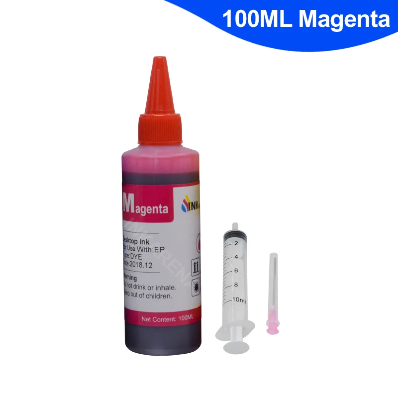 Magenta Color 100 мл флакон принтер набор для наполнения чернил для Canon hp Картридж Brother для Epson многоразовые картриджи ciss система беспрерывной подачи чернил - Цвет: Magenta Color