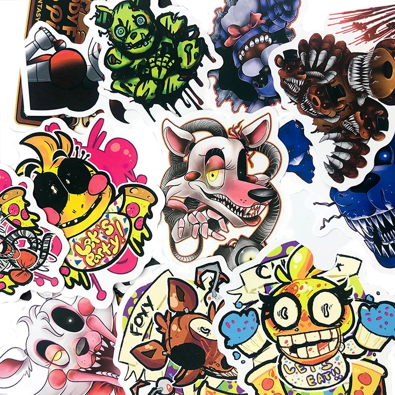 Pegatina de animaci&oacute;n de cinco noches en Freddy para tableta, ordenador, monopat&iacute;n, &aacute;lbum de recortes, refrigerador, regalo para ni&ntilde;os-2
