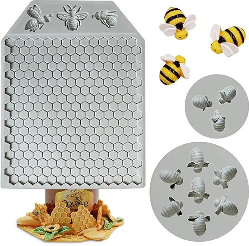 

Bee honeycomb shape silicone mold fondant cake decoration DIY soft clay epoxy modeling tool