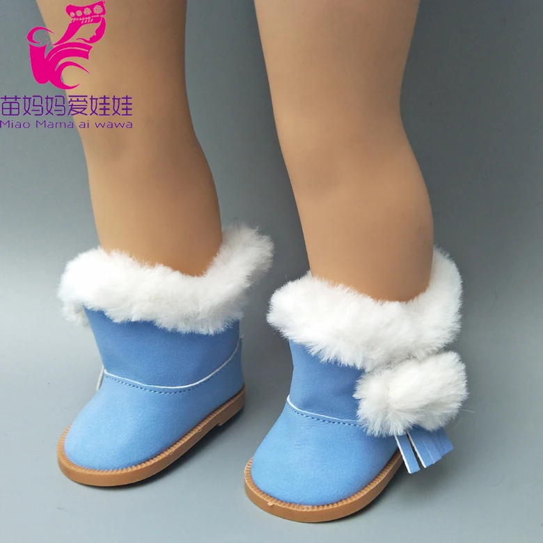 Обувь для девочек 18 дюймов с круглым вырезом кожаные сапоги из меха зимние обувь