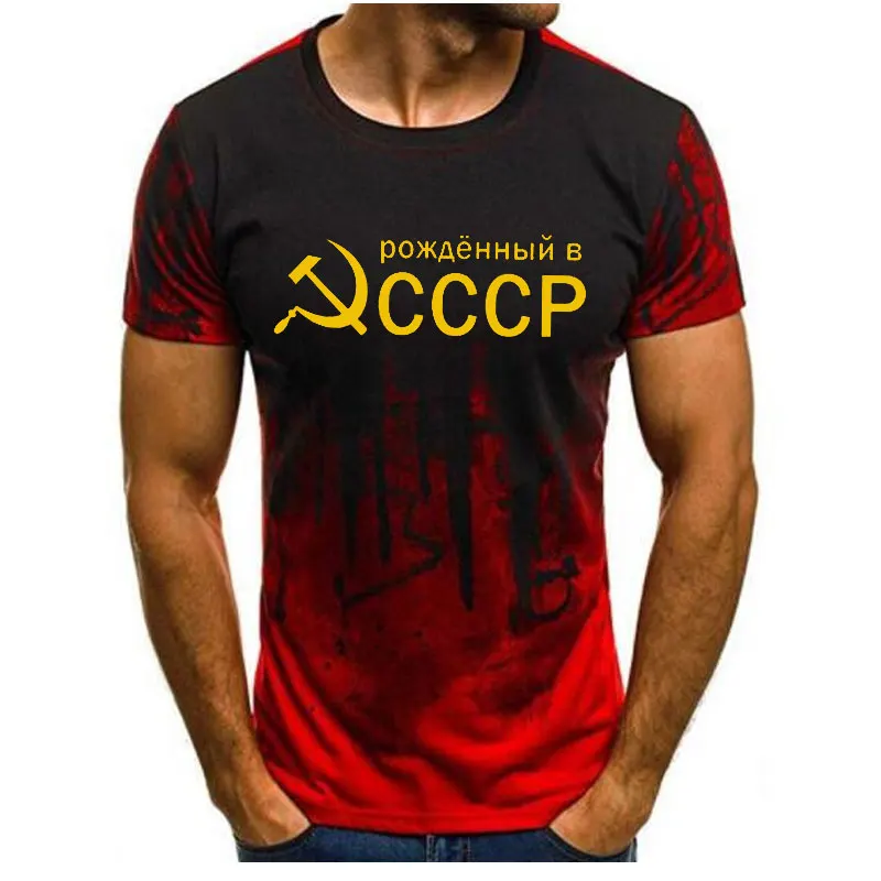 

New Mens T-Shirt Summer CCCP Russian T Shirts Men USSR Soviet Union Man Short sleeve Tshirt Moscow Mens Tees O Neck Tops XXS-6XL