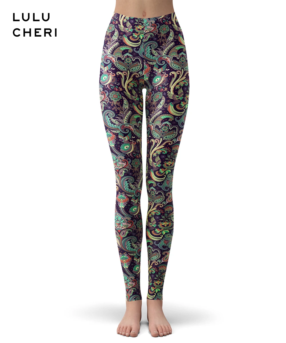 Ethnic floral Индийские этнические леггинсы с принтом пейсли для женщин, мягкие винтажные обтягивающие леггинсы с высокой талией размера плюс - Цвет: Ethnic floral