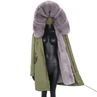 women winter coats faux rabbit fur jacket long windproof woman parka natural fur collar detachable outerwear luxury clothes