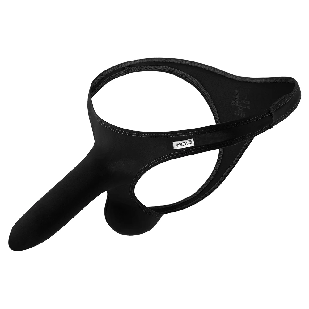 Мужские трусы стринги с карманом для пениса черные брифы низкой посадкой U