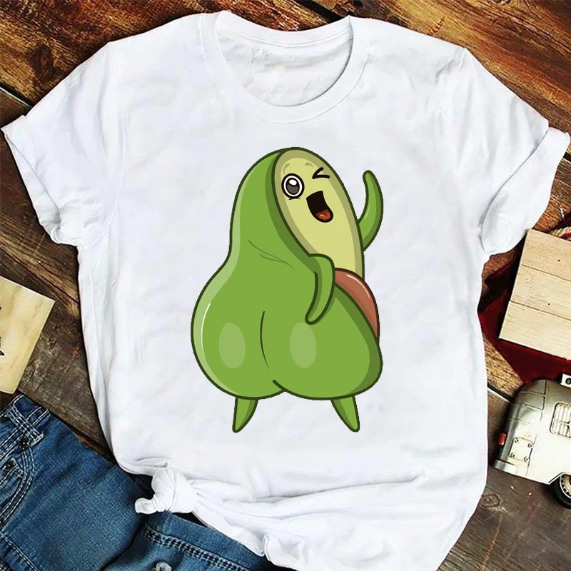 

Funny Women Fashion Cartoon Fruit Kawaii Avocado 90s Clothing Summer Tshirts Clothes Graphic T Top Lady Print Female loose Tee