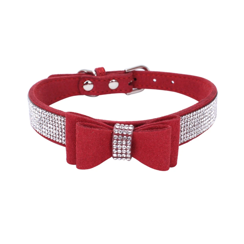 

Bling Rhinestone Kitten Cat Collars Adjustable Leather Bowknot Kitten Collar For Small Medium Chihuahua Pug Yorkshire