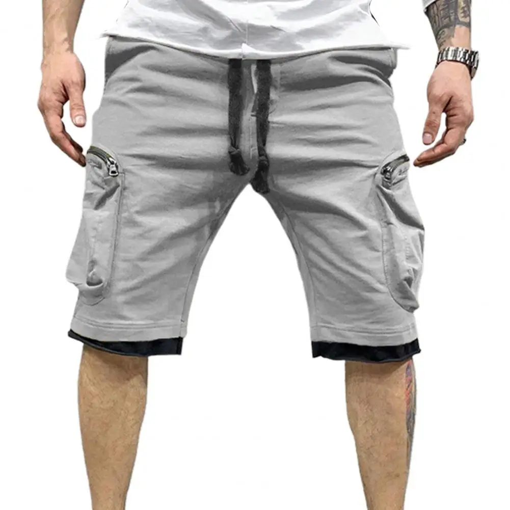 

Шорты-карго мужские с множеством карманов, летние прямые штаны до колен с имитацией двух предметов, с широкими штанинами, уличная одежда, 2021