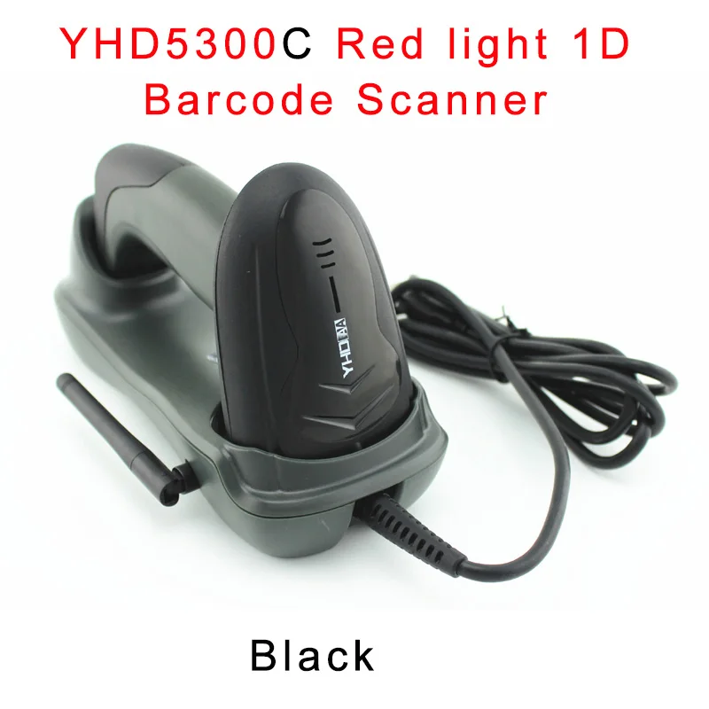 YHD5300C Black 433 МГц беспроводной сканер штрих-кодов 1D 2D QR PDF417 MD считыватель кодов 32 бит 4 Мб ручной считыватель кодов для POS терминала инвентаризации - Цвет: YHD5300C Black