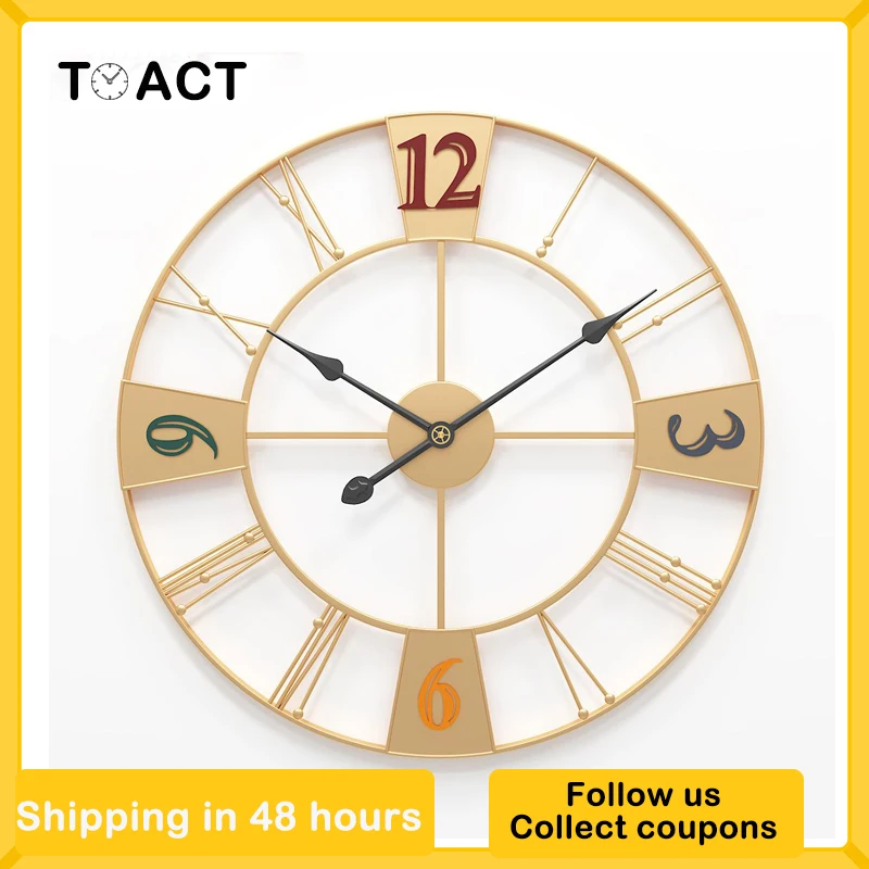 Большие настенные часы с цифрами в скандинавском стиле тихие металлические