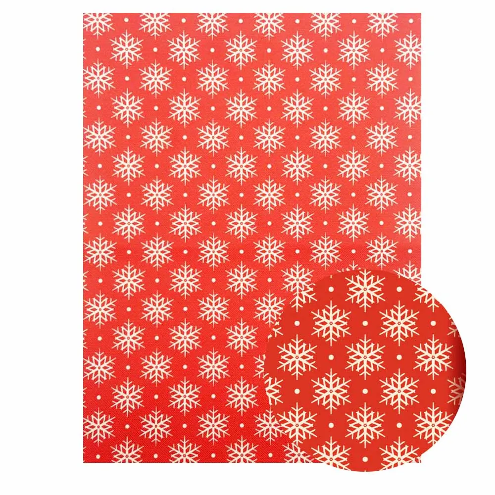 QIBU 1pcs Christmas Faux Leather Sheets Vinyl Fabric Cartoon Elks Printed Leather Bow Fabric DIY Bags Material Synthetic Leather - Цвет: 10