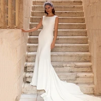eightree elegant wedding dresses mermaid sleeveless bridal dress 2022 satin ivory floor length wedding evening gowns plus size