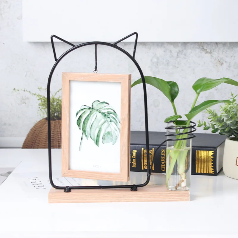 New Creative Iron Photo Frame Stand Double-sided photo frame hydroponic plant Home Decor Fashion Design | Дом и сад