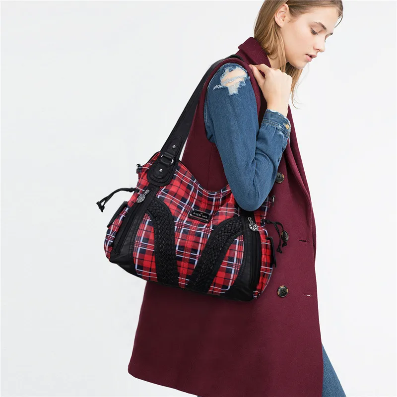 

New Arrival Angel KIss Women Fashion Handbag Shoulder Bag in Plaid Prints