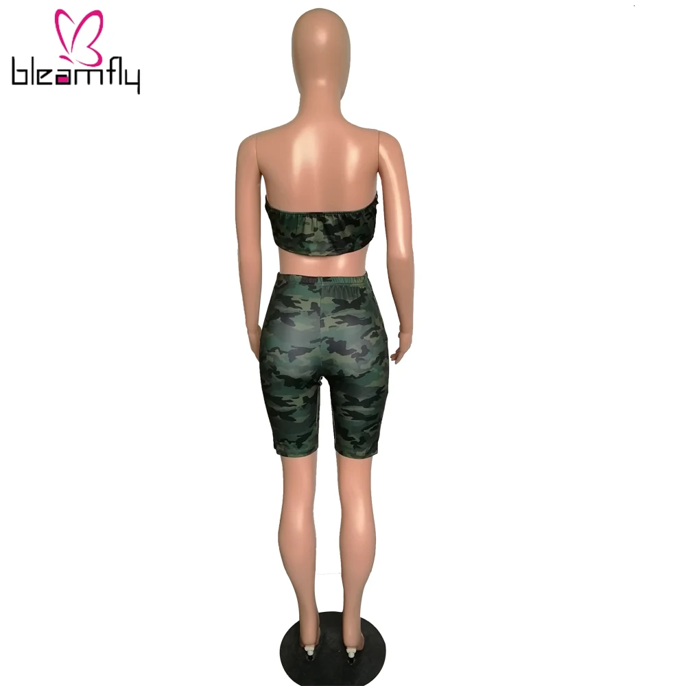 Новинка 2019 женский летний Камуфляжный костюм с коротким рукавом и капюшоном