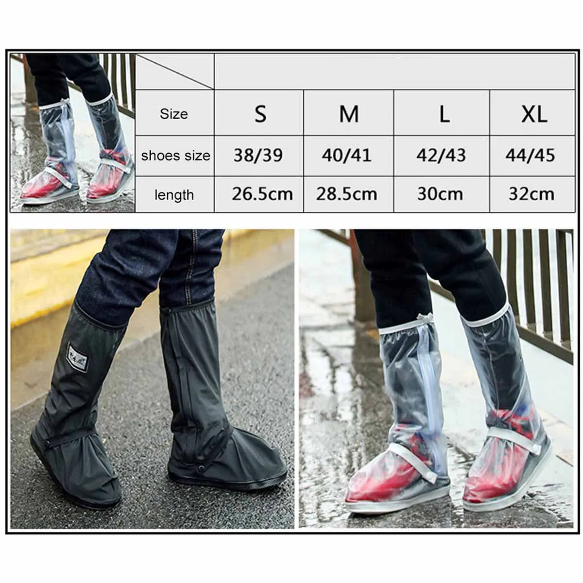 

Universal Summer Winter Black Clear ReusableWaterproof Thicken Thermal Anti-slip Stocking Shoe Cover Snow Boots Safety Wear