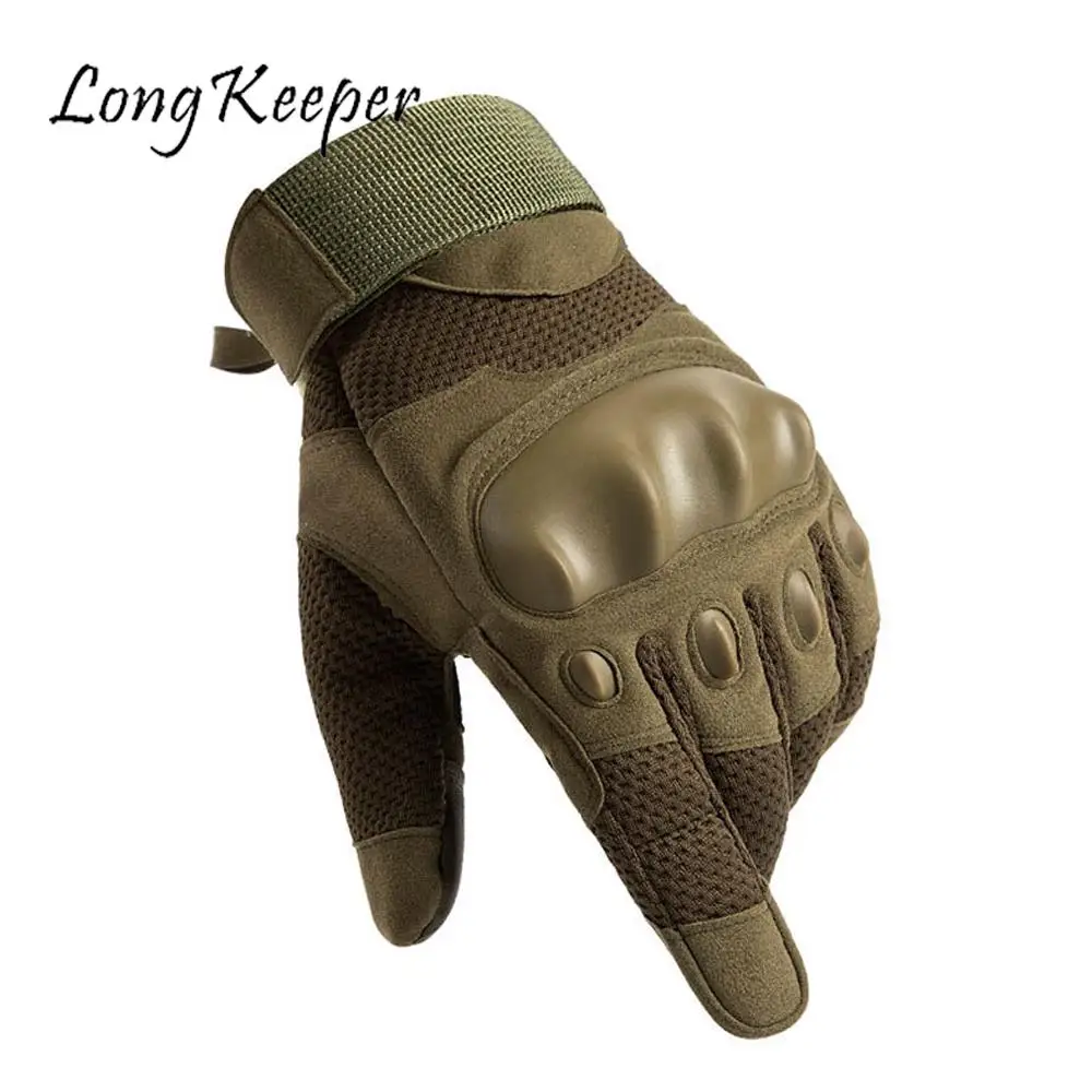 LongKeeper Men Military Tactical Gloves Full Finger Hard Knuckle Outdoor Sport Shooting Hunting Gloves Army Combat Gloves