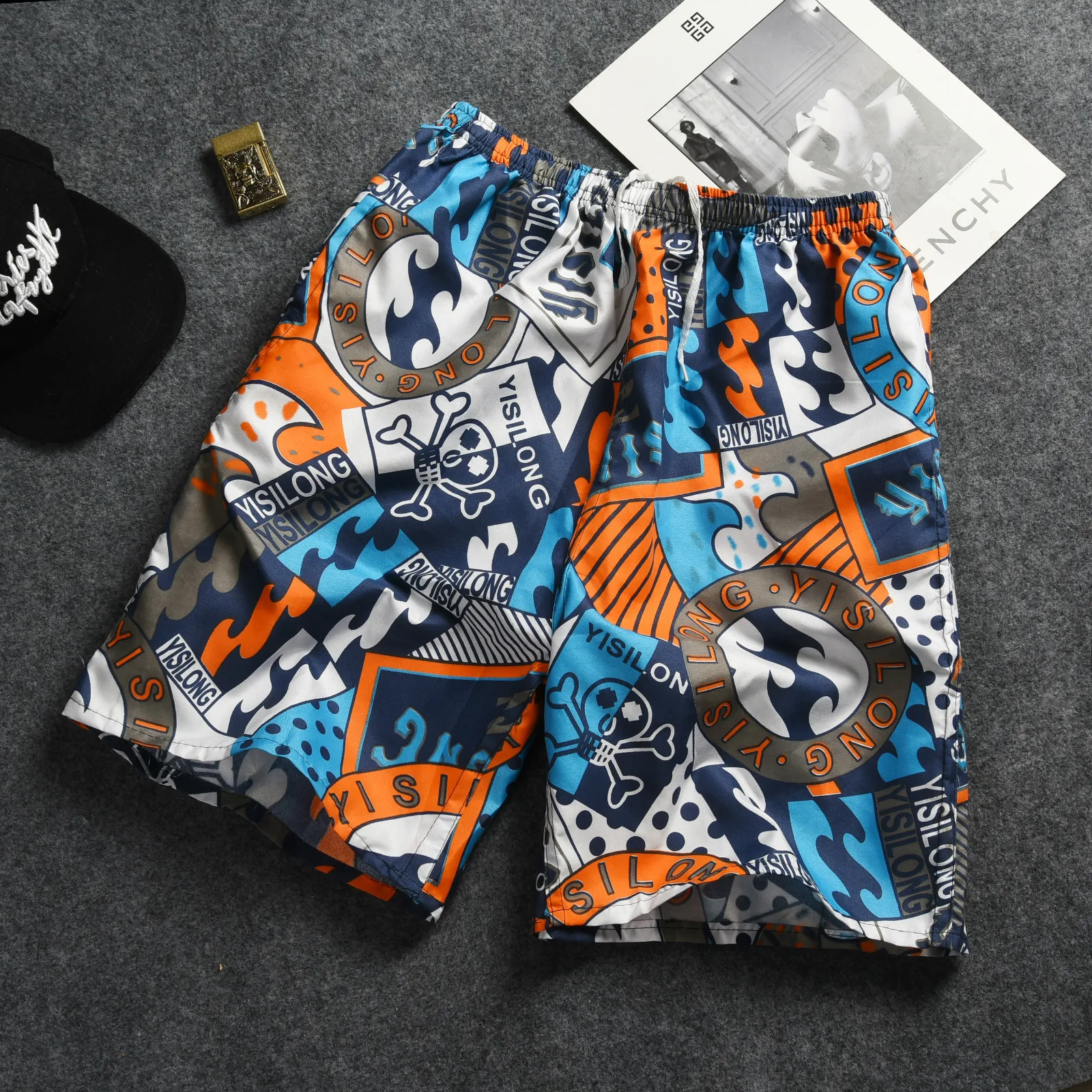 Men's beach pants casual loose floral shorts quick-drying surf beach pants