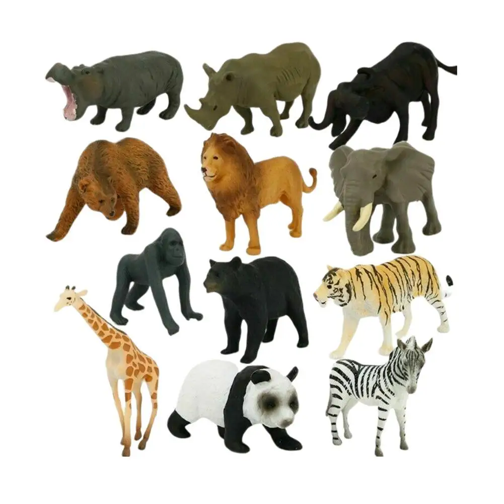 

12pcs/set Mini Animal World Zoo Model Figure Action Toy Set Cartoon Simulation Animal Lovely Plastics Collection Toy for Kids
