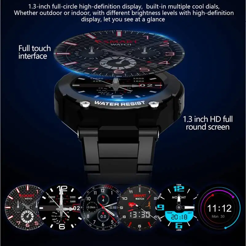 Умные часы UTELITE с Bluetooth и функцией вызова, запись звука, gps, ремешок, TF карта, воспроизведение музыки, Компасы, спортивный браслет для huawei, Xiaomi, iPhone